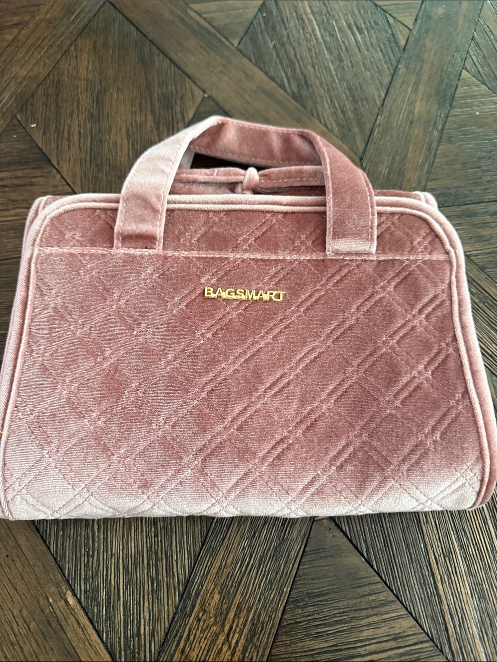BAGSMART Pink Velvet Hanging Jewelry Organizer Roll Travel Case BNWOT